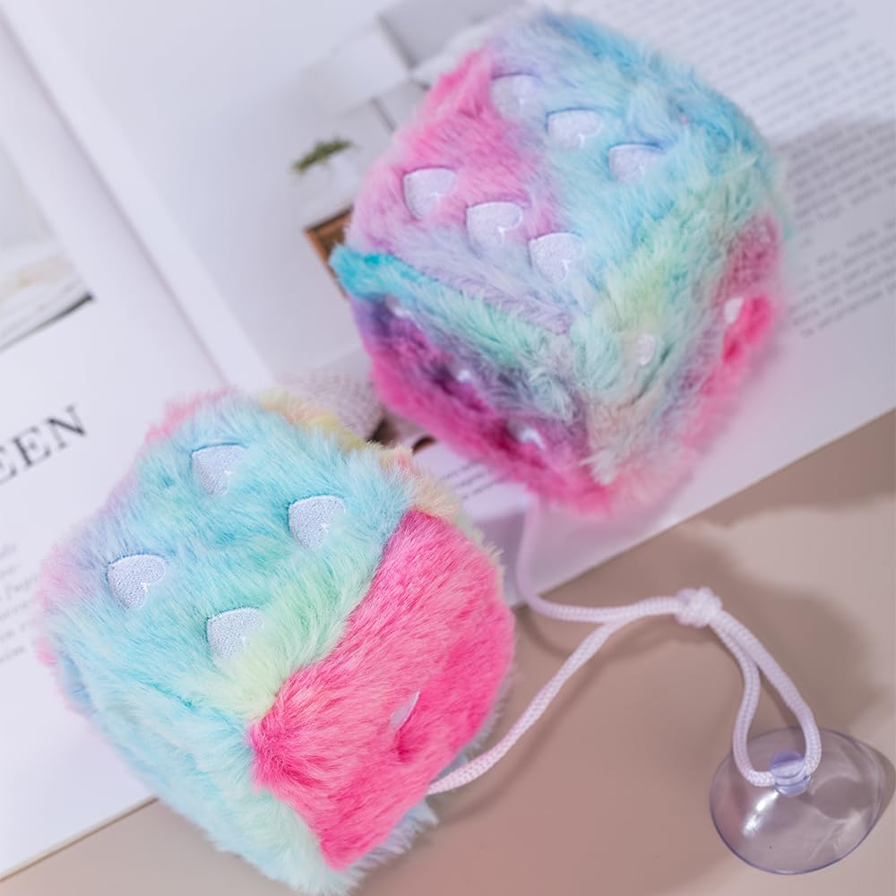 Dadi in peluche ricamati a forma di cuore, 7,6 cm, decorativi da