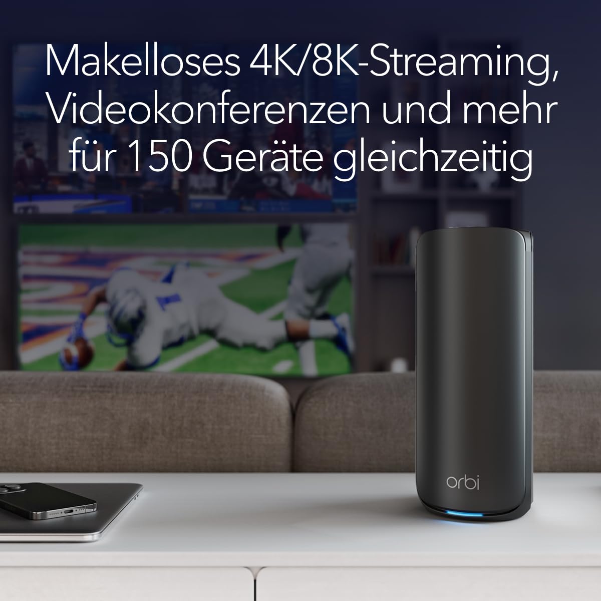 NETGEAR Orbi Serie 870 | Mesh WiFi-7 System | RBE873B | Mesh WiFi 7 Router und 2 Satelliten | Bis zu 21 Gbit/s | Abdeckung 600 m² | 150 Geräte | 10-GB-Internetport | Tri-Band BE21000 | 3 Pack Schwarz