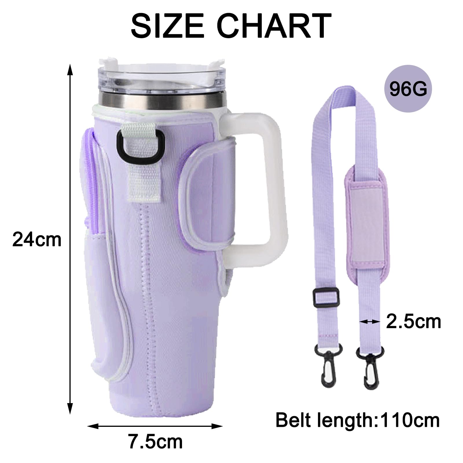 MLPKOI Water Bottle Carrier Bag With 40 Oz Adjustable Shoulder Strap, Accessories for Cup For Walking Travel - Image 3