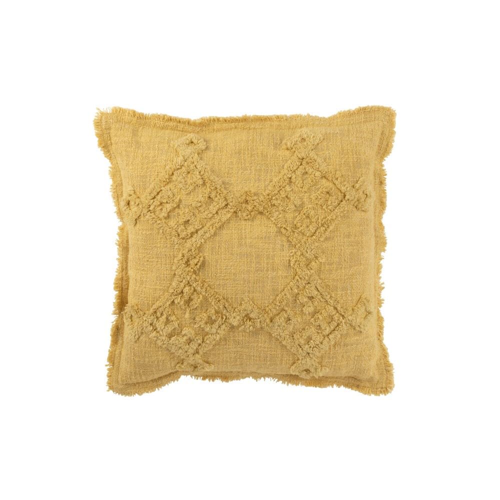 Coussin intérieur géométrique ethnique jaune moutarde 50 x 50 cm FRAGA