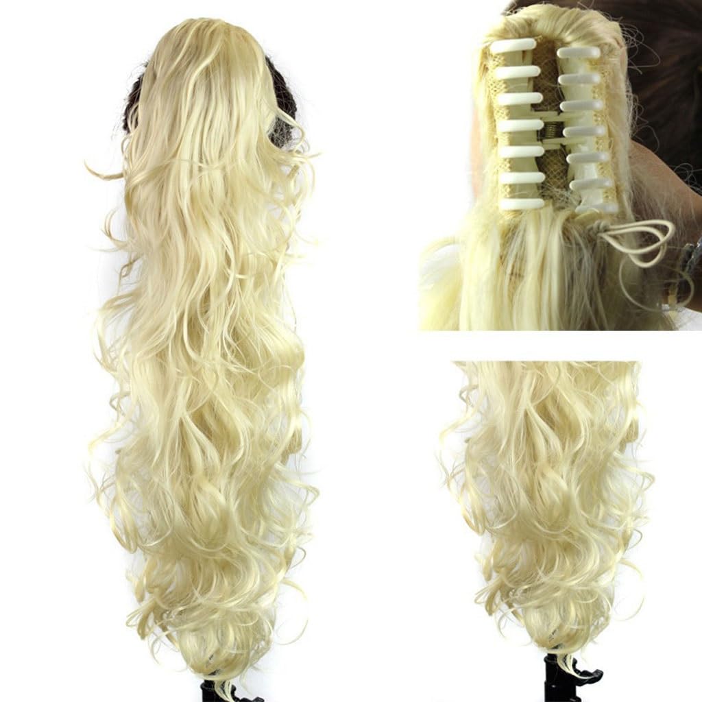Haarverlängerungen 25 Zoll Synthetischer Messy Bun Langes Lockiges Haar Große Gewellte Perücke Klauenclip-Stil Weibliche Pferdeschwanz-Haarverlängerung Damenpe,05-65cm