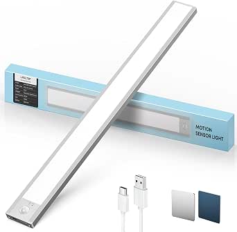 LROLTEF Reglette LED Lampe Cuisine sous Meuble - 30CM 2200mAh Lumiere Placard avec Detecteur de vol Stationnaire à Main & Detecteur Mouvement Interieur sans Fil Rechargeable pour Armoire | 2 Pack