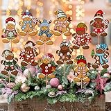 Zonon 12pcs Winter Garden Decorations Winter Snowflake Metal Planter Stakes for Patio Lawn Planter Pot Xmas Nutcracker Gingerbread Yard Stake Signs Outdoor Lawn Decor Party Favor(Gingerbread)