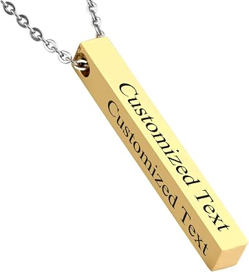 MILAKOO Personalized Engraved Stainless Steel Necklace Initial Name Vertical Bar Necklace Gift