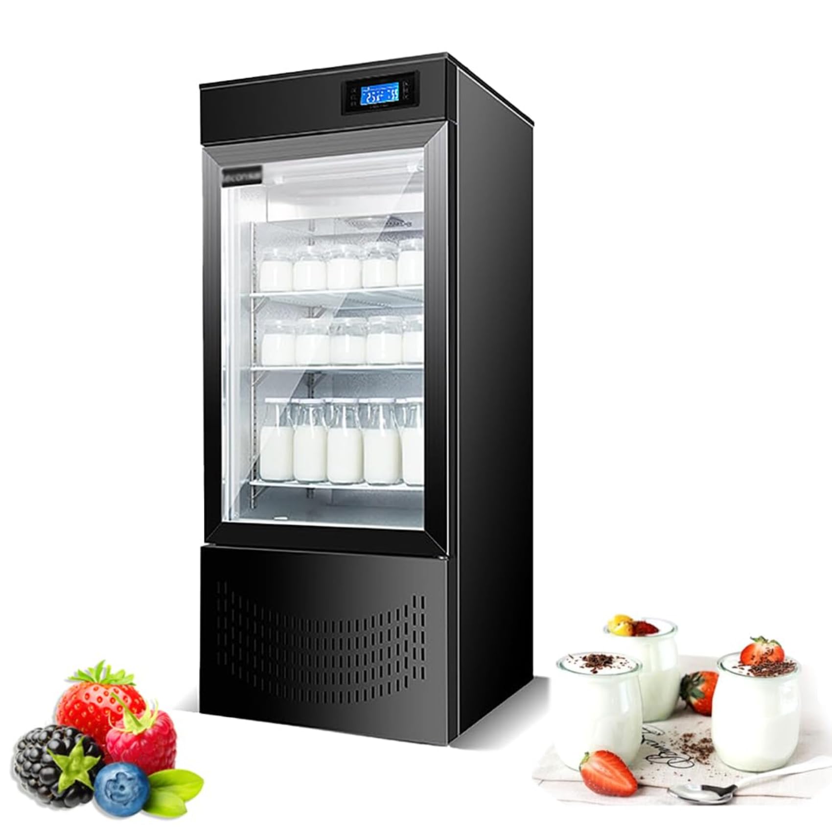 Máquina de fermentación de 100 L, máquina automática de yogur con refrigeración, ciclo de 360°, calor ajustable de 30 a 60 °C, refrigeración de 2 a 10 °C para uso doméstico y comercial