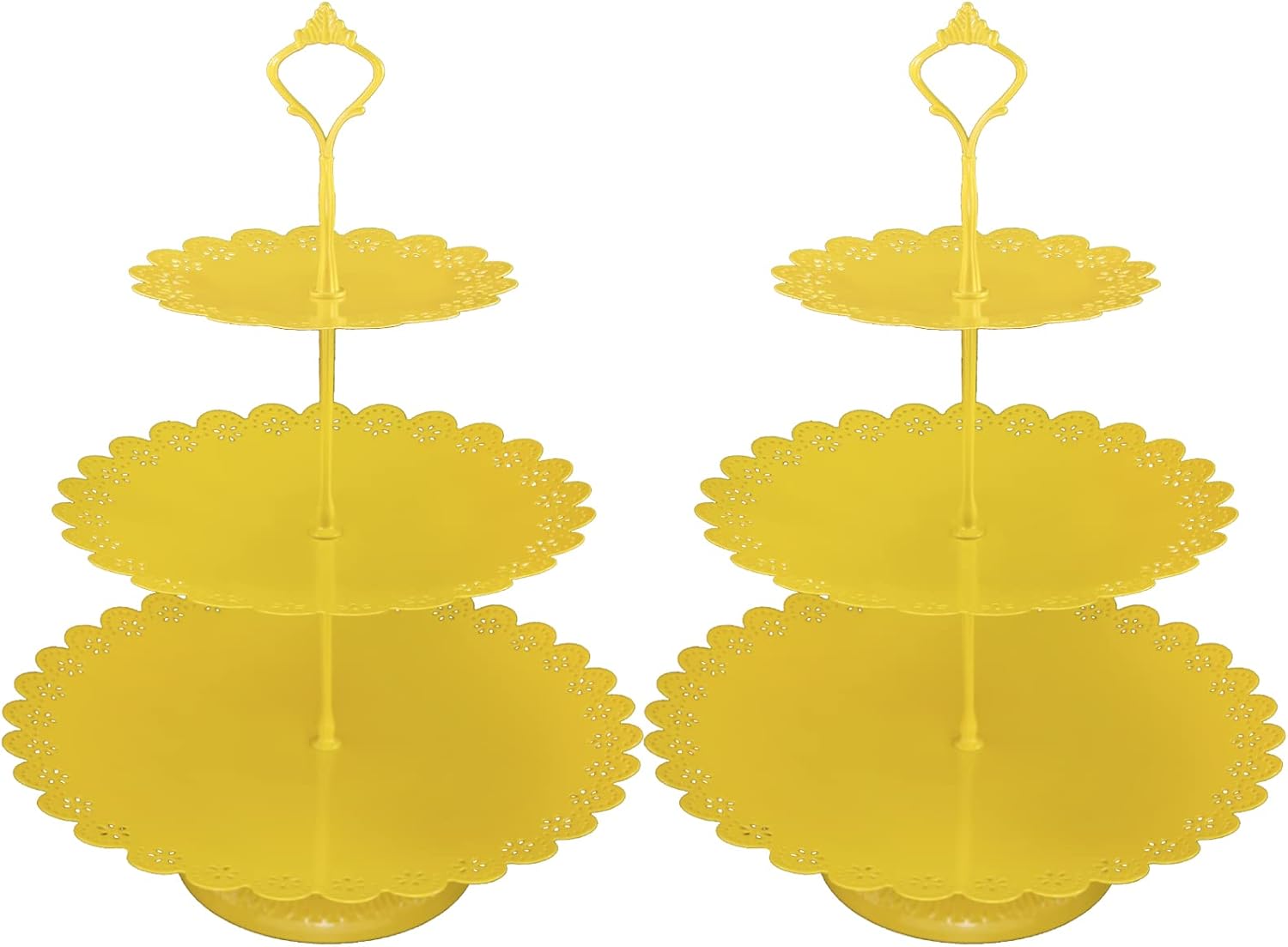2 Piece Yellow Cupcake Stand Set, Iron Cupcake Holder