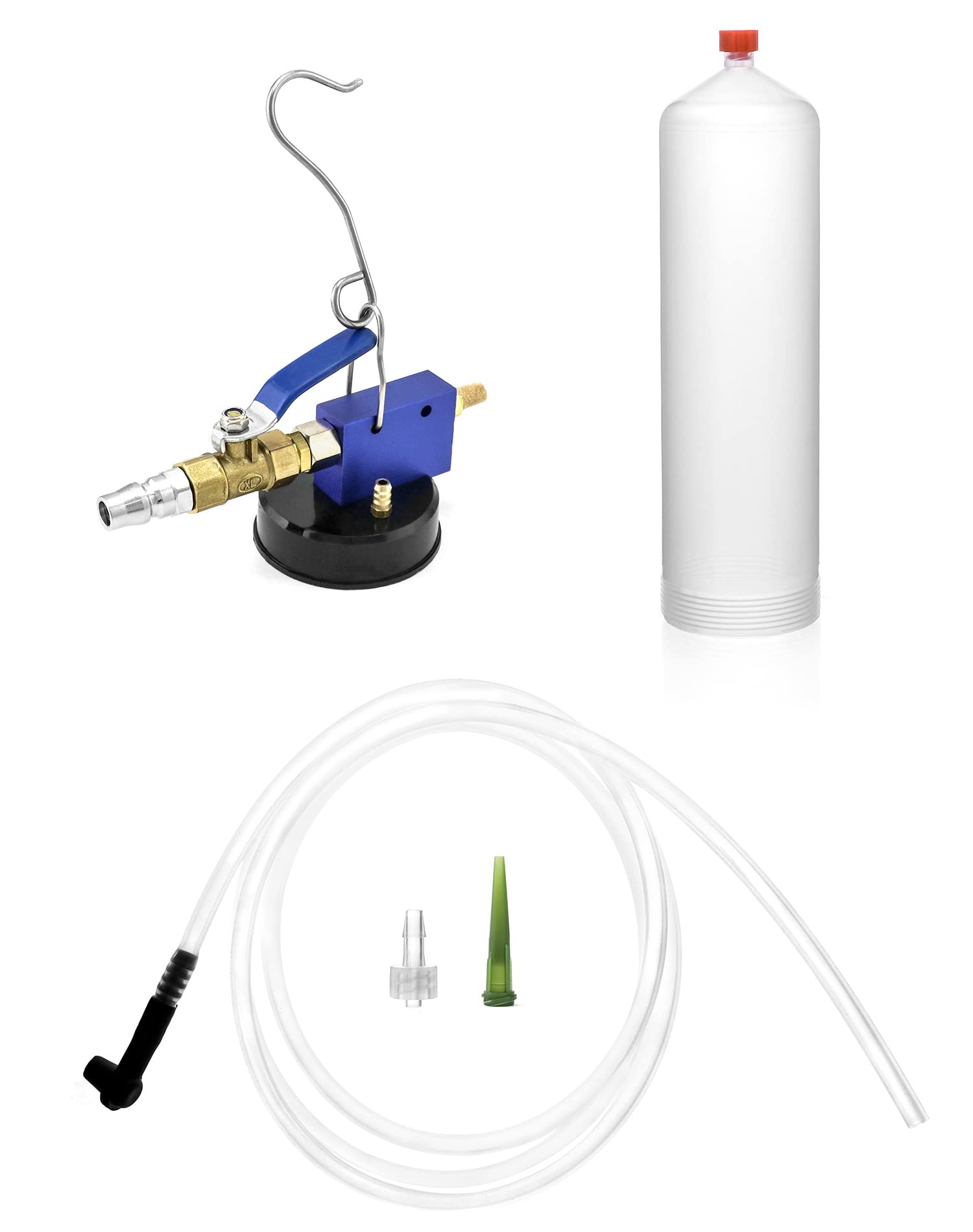 QWORK Auto Car Brake Fluid Extractor, Fluid Pneumatic Vacuum Bleeder Steering Oil Change Replacement Tool, for Auto Motorcycle Power Steering Oil, Engine Oil, Gear Oil, Water