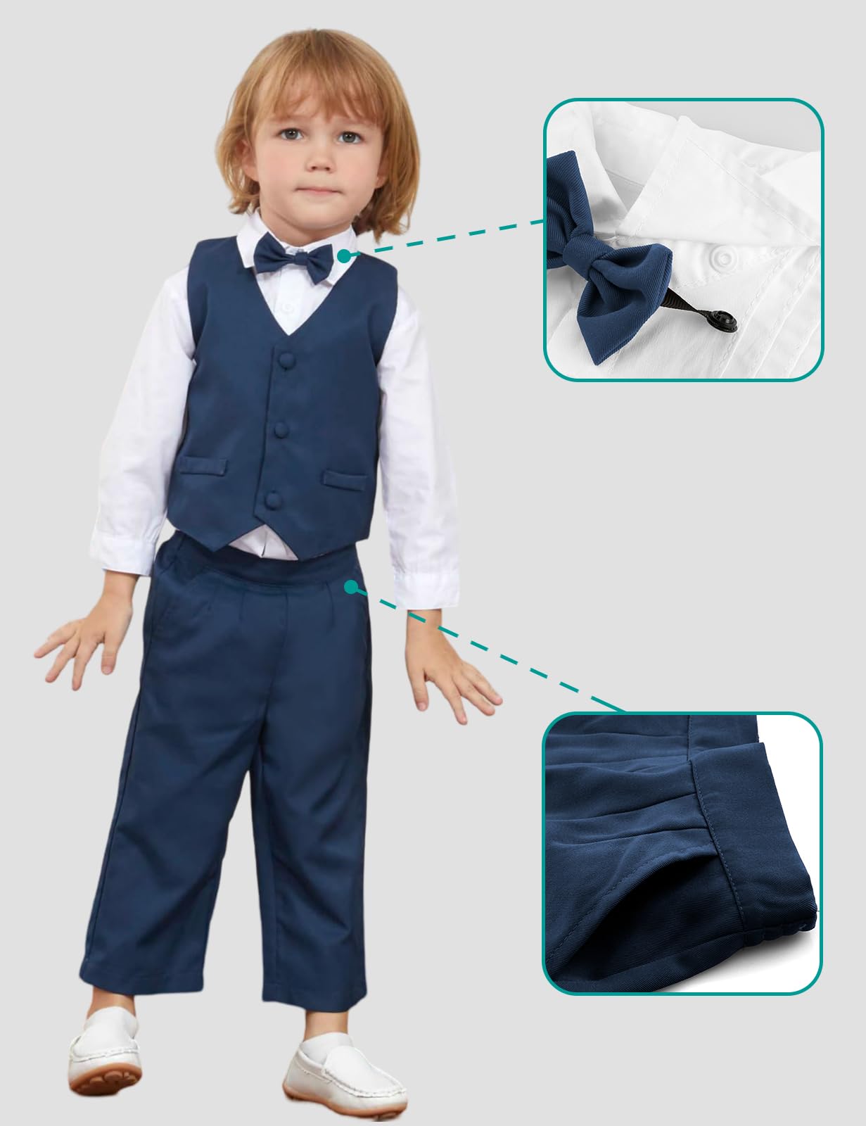 mintgreen Vestito Battesimo Neonato Maschio, 5 Pz Set Abito da Sposa Manica Lunga Smoking