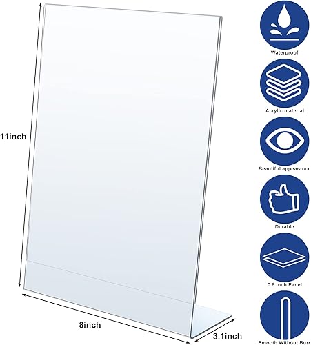 Miniatura 2 de Soporte de acrílico inclinado de 8 x 11 pulgadas, soporte de exhibición de papel transparente para documentos de folleto, soporte de exhibición de