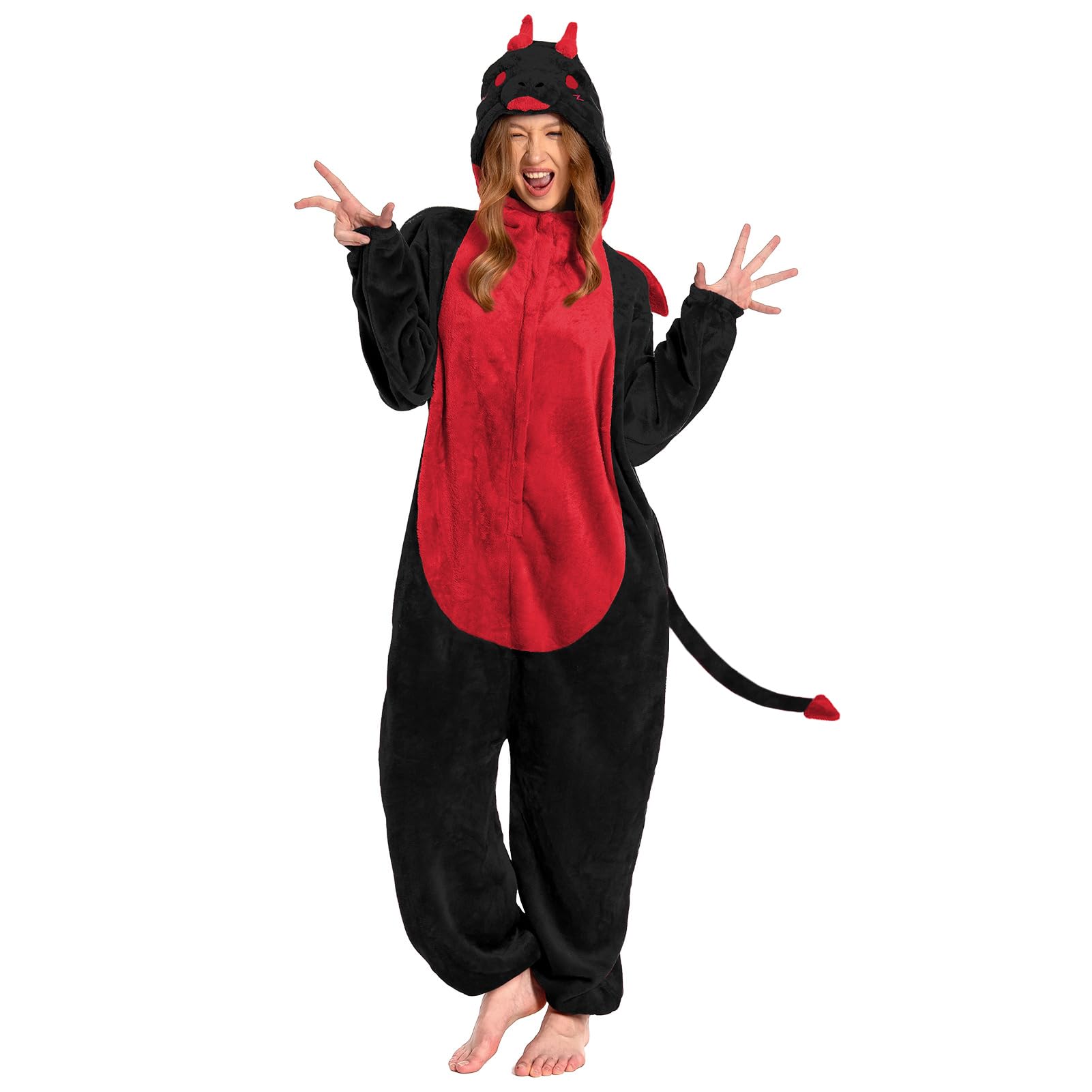 OLAOLA Adult Onesie, Flannel Unisex Animal Pajamas, Plush One Piece Sleepwear Cosplay Party Costume