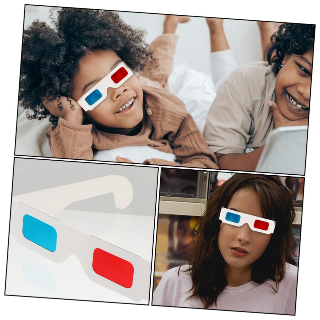 Occhiali 3d in Cartone Anaglifi Monouso, 30 Pezzi Colore Chiaro per Cinema e Video 3d, Accessori per Visione Anaglifica in Casa e Feste