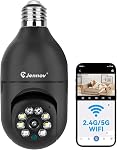 Jennov 2K Light Bulb Security Camera Wireless, Indoor Light Socket Cameras for Home Security, Human Detection, 355°, Color Night Vision, 5G/2.4G WiFi, Screw in, Compatible with Alexa