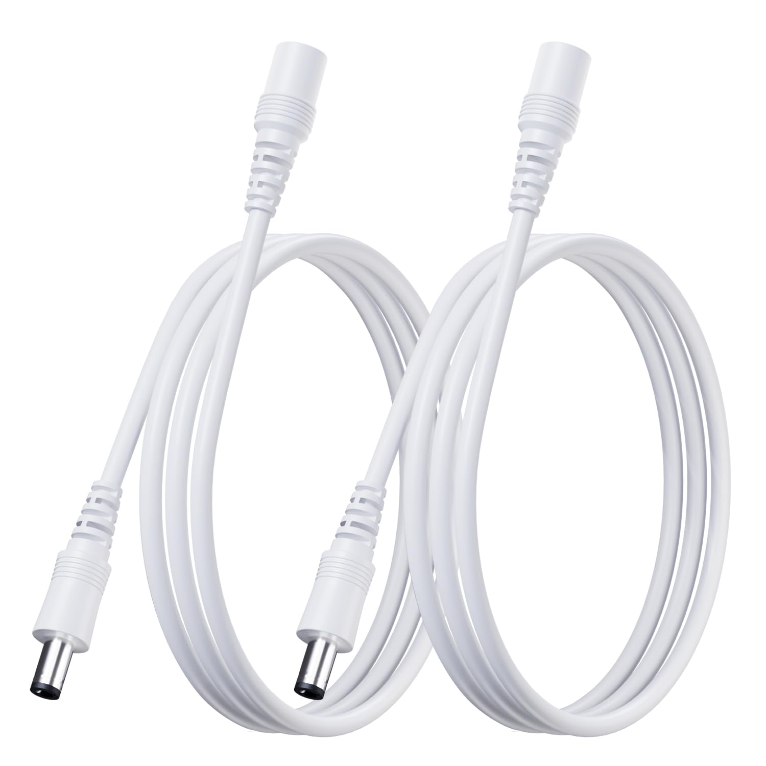 OXZEEWEE 2 Pack 3ft/1M DC Power Extension Cable, Universal DC 12V 2.1mm x 5.5mm Extension Cord for Security Camera CCTV IP DVR Router LED Strip and More (White)
