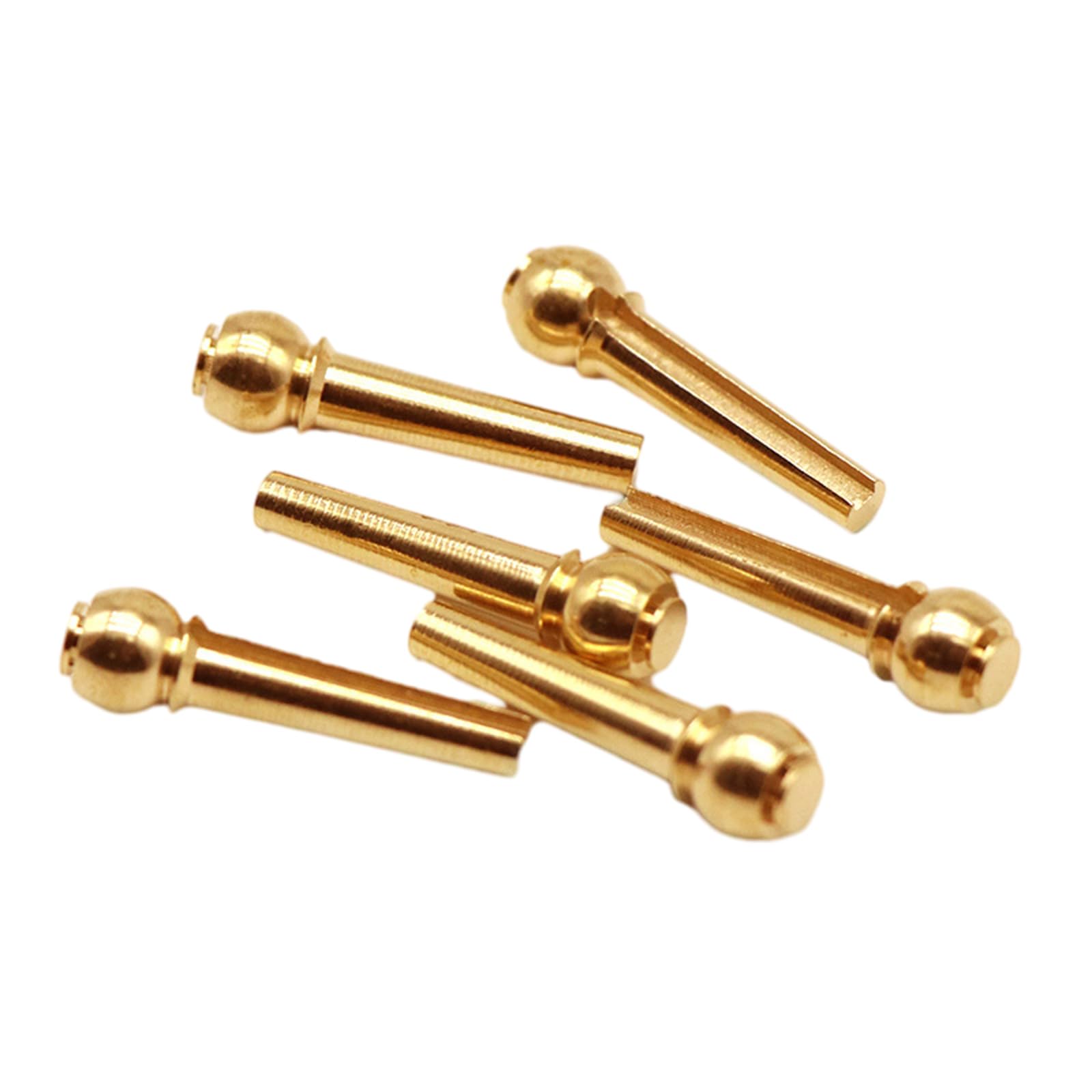 Hredwep Pack of 6 Guitar Bridge Pins Brass Endpin for Acoustic Guitar 6 Strings Pegs Fixed Cone Replacement Parts