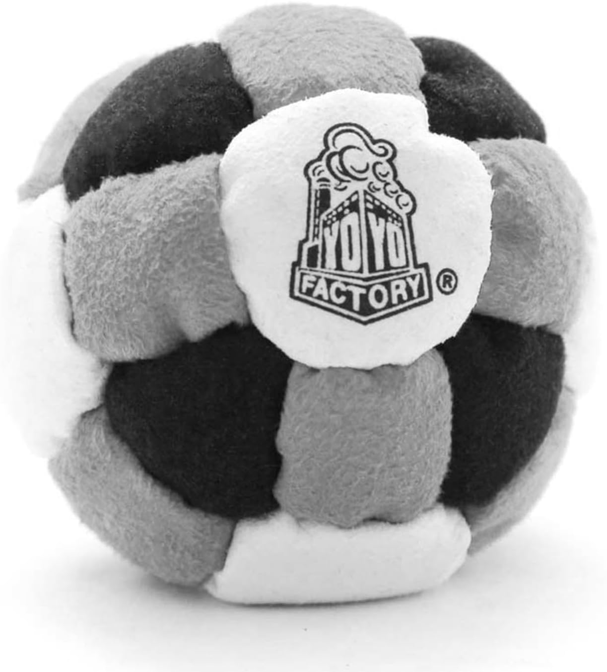 Footbag - 26 Panels Hacky Sack Good For Any Skill Level - GREY/BLACK (Freestyle Foot Bag, Best Skilltoy For Kids, Teens, Adults)