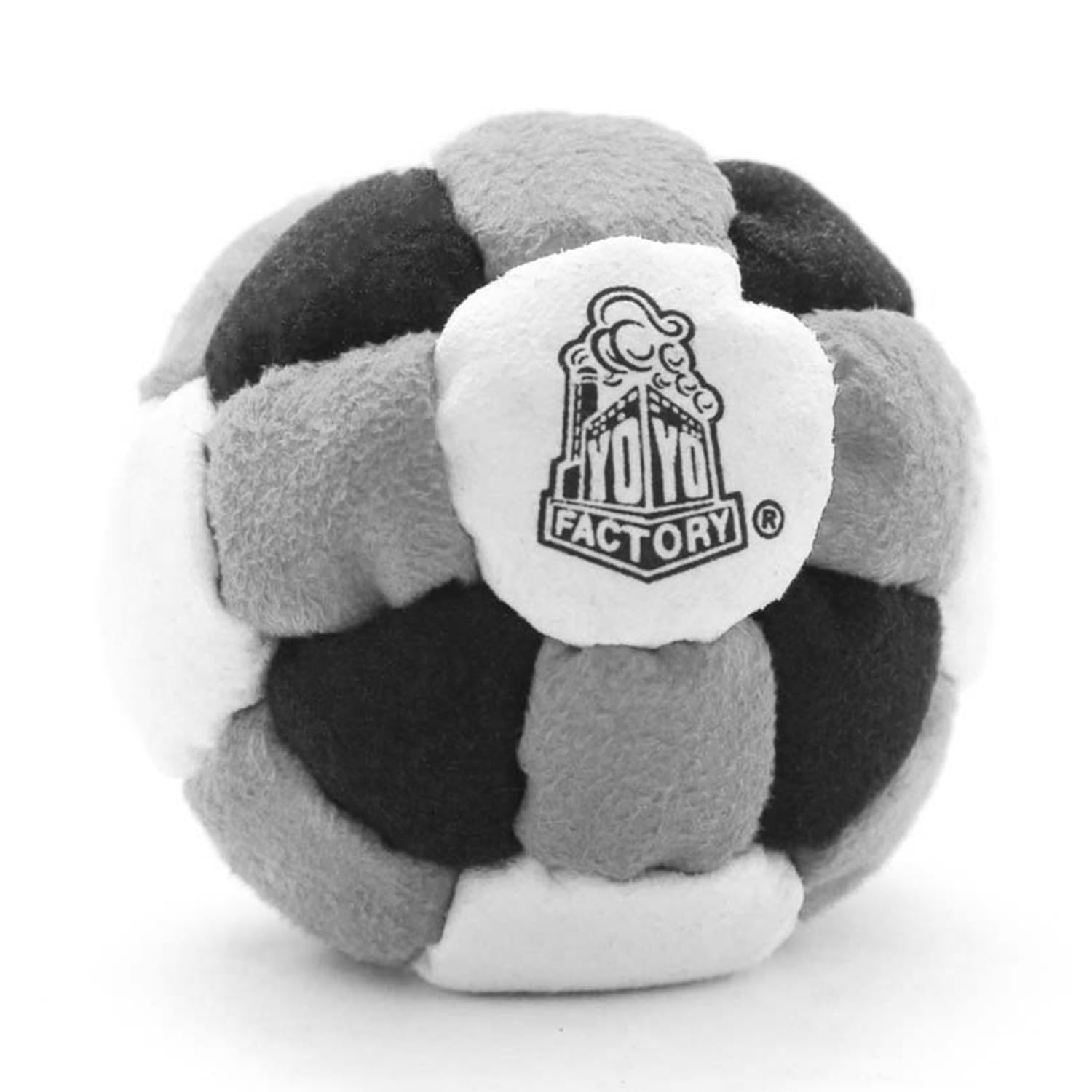 YOYO FACTORY Footbag – Hacky Sack Ball for Tricks, Freestyle & Casual HackySack Play | Classic Foot Bag Toy for All Ages - Grey/Black