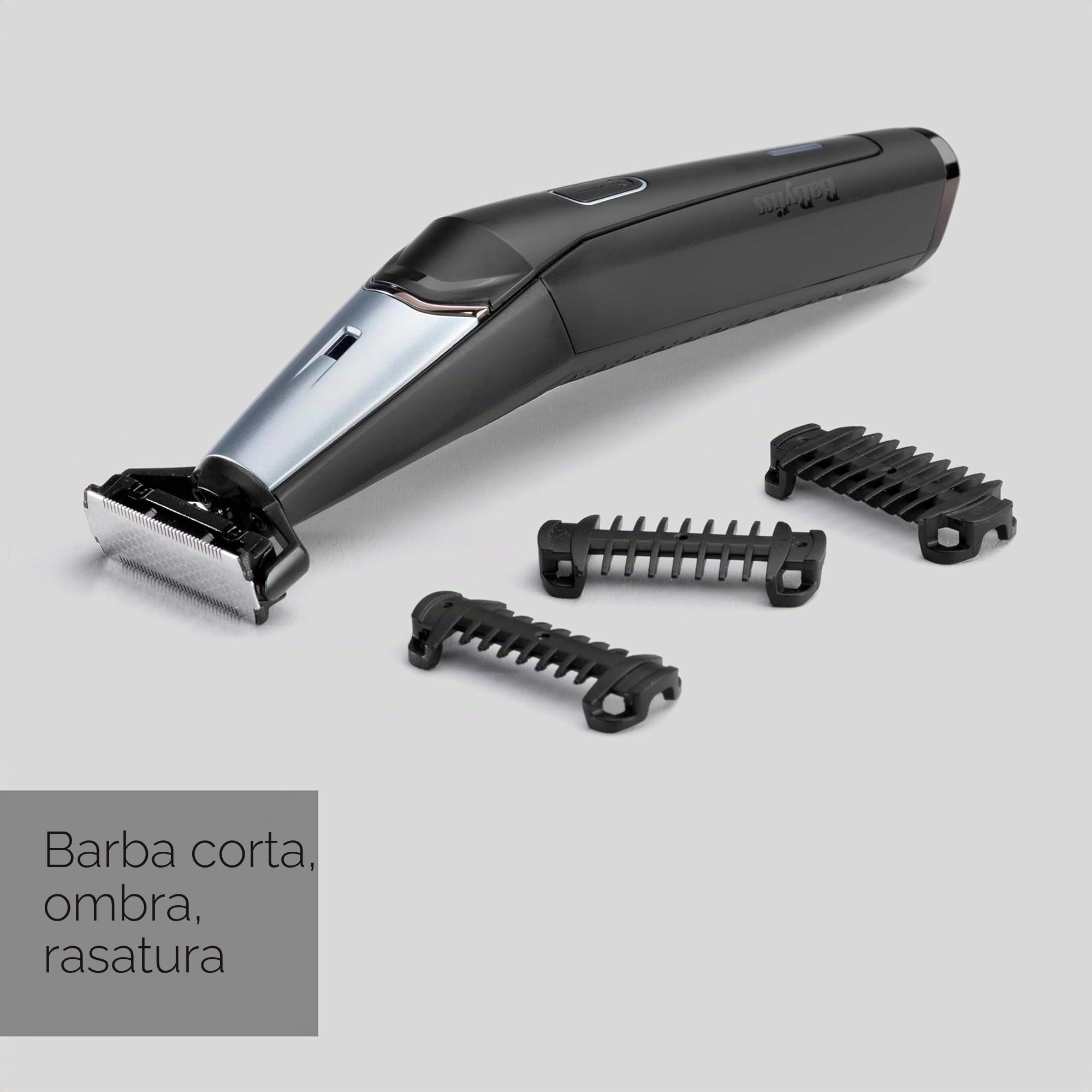 BaByliss T880E Regolabarba Triple S, batteria agli ioni di litio, 3 guide di taglio, Grigio scuro