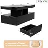 BRILVERDE High Gloss Coffee Table Living Room Table with 16-Colour LED and 2 Drawers Modern Sofa Table with Storage Space Side Table with 5 Shelves (Black 104 x 53 x 46 cm)