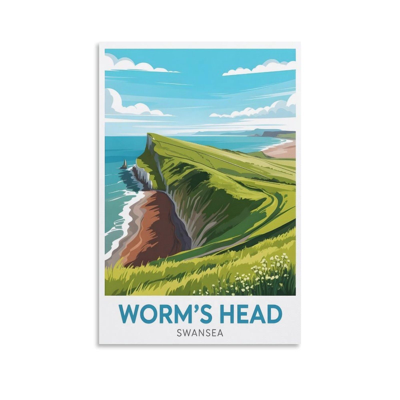 EZMLFA 5D Diamond Art Kits for Beginner,Worms Head Swansea,Diamond Art House DIY Diamond Art Kits for Home Wall Decor 50x60cm