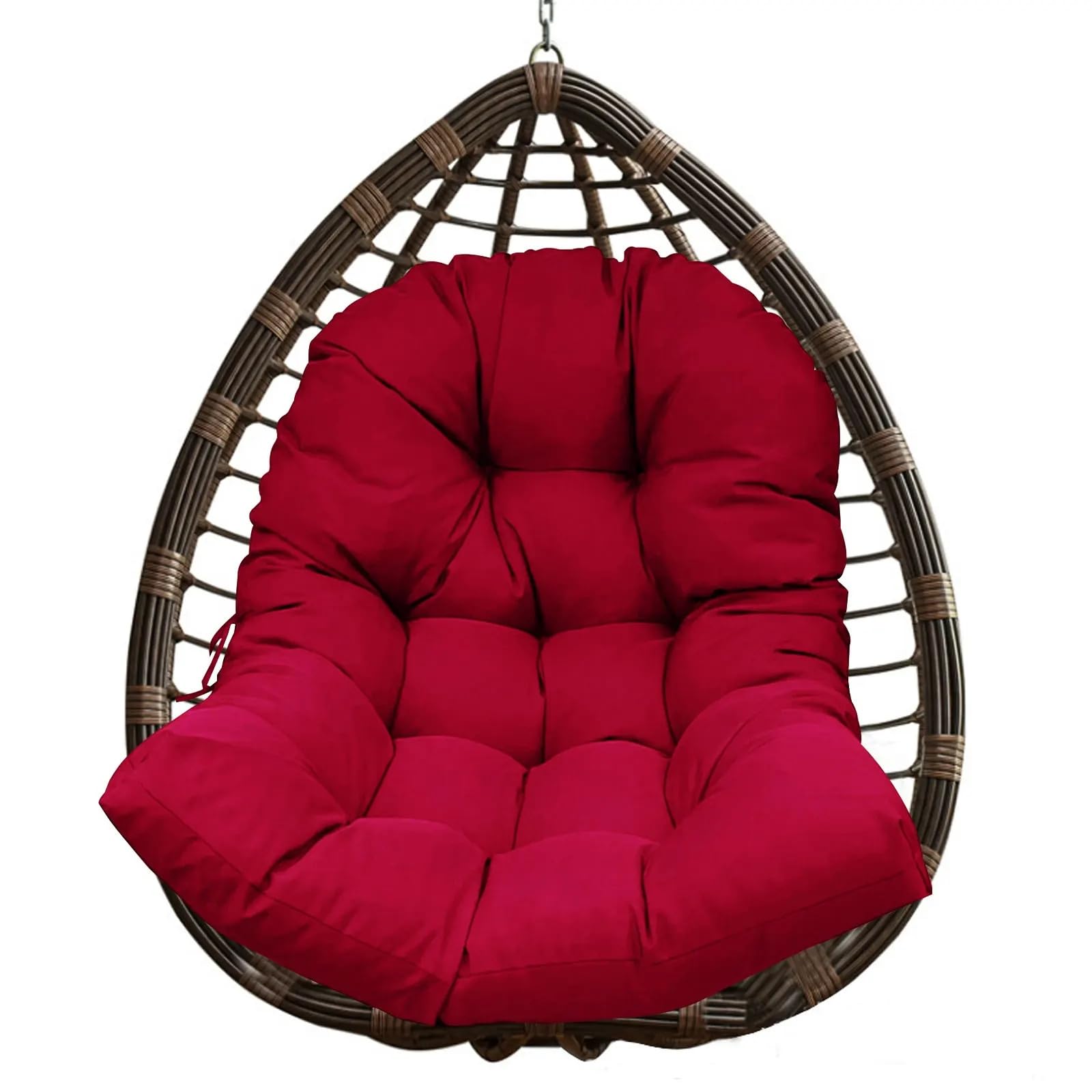 Bonlting Egg Chair Cushion, Waterproof Hammock Swing Chair Cushions, Soft Hanging Basket Seat Cushion Chair Seat Cushion for Indoor Outdoor Garden Office (47 x 35 Inch, Wine Red)