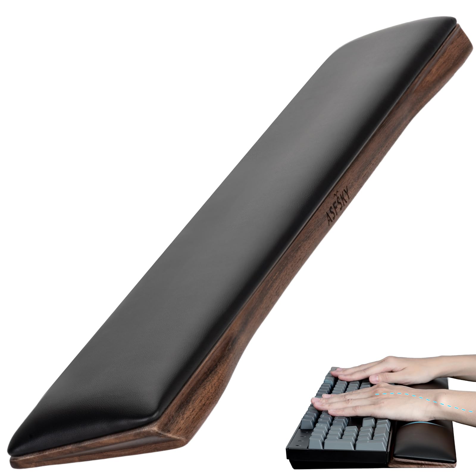 Keyboard Wrist Rest with Memory Foam Anti-Slip Rubber Base Ergonomic Wooden Wrist Rest for Mechanical Keyboard Durable and
