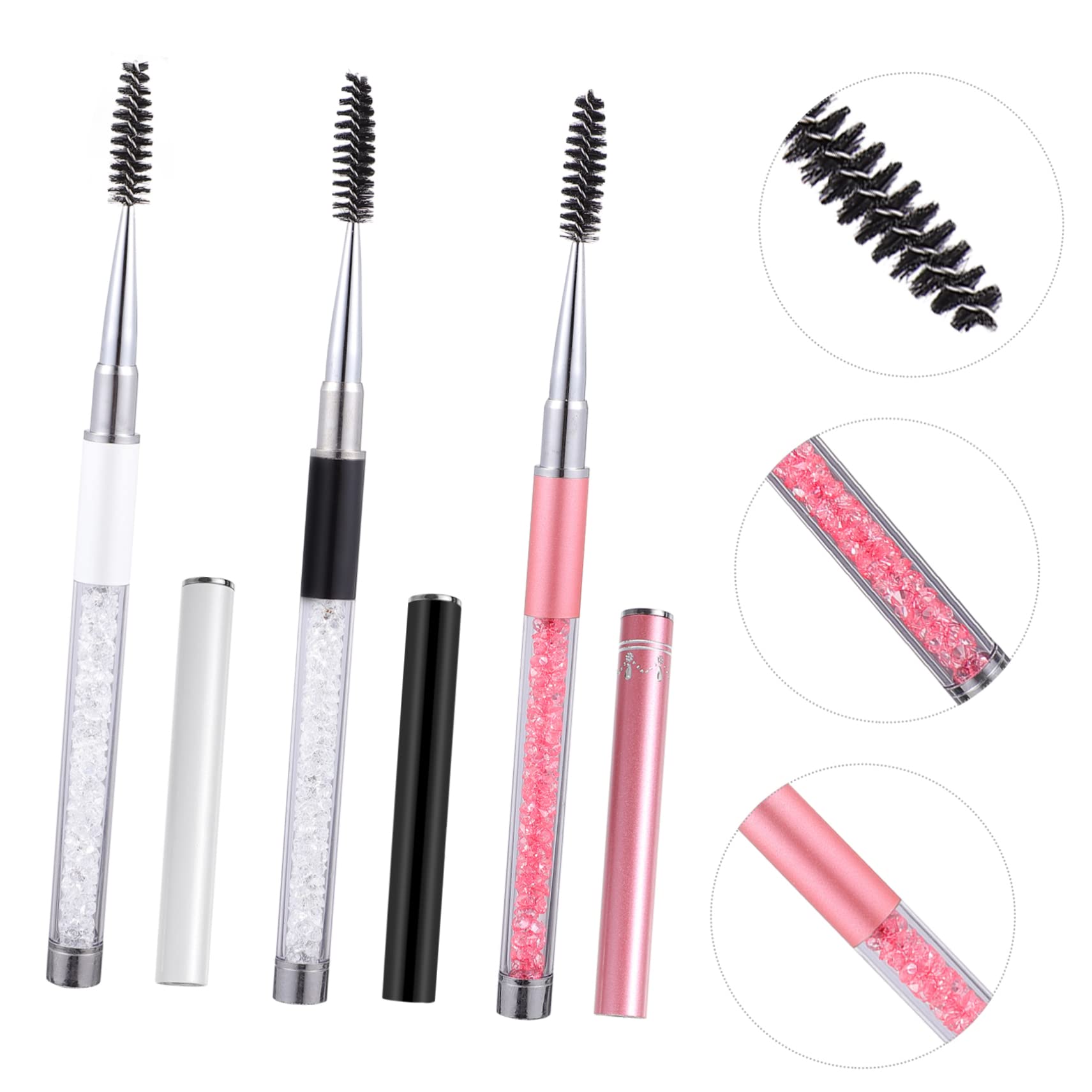 PLAFOPE Eyebrow Eyelash Mascara Brush Set Portable Spiral Brush 3pcs for Natural Curling