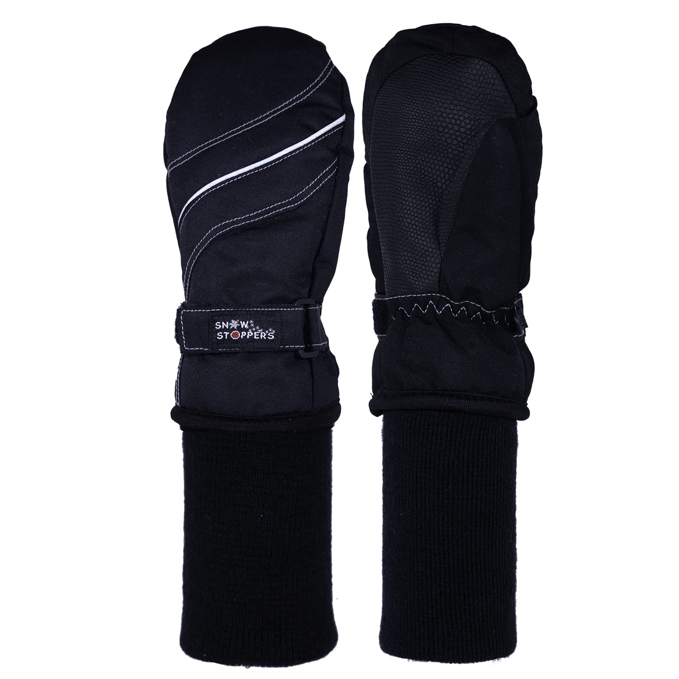 SnowStoppers Kid's Waterproof Ski & Snowboard Winter Mittens (Extra Large / 7-12 Years, Black)