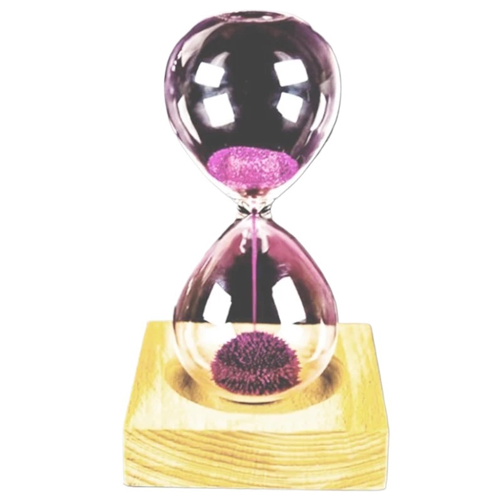 Reloj de Arena, Base de Madera con imán magnético de Flor de Polvo de Hierro, Adornos Decorativos de Reloj de Arena (Azul)(Light Purple)
