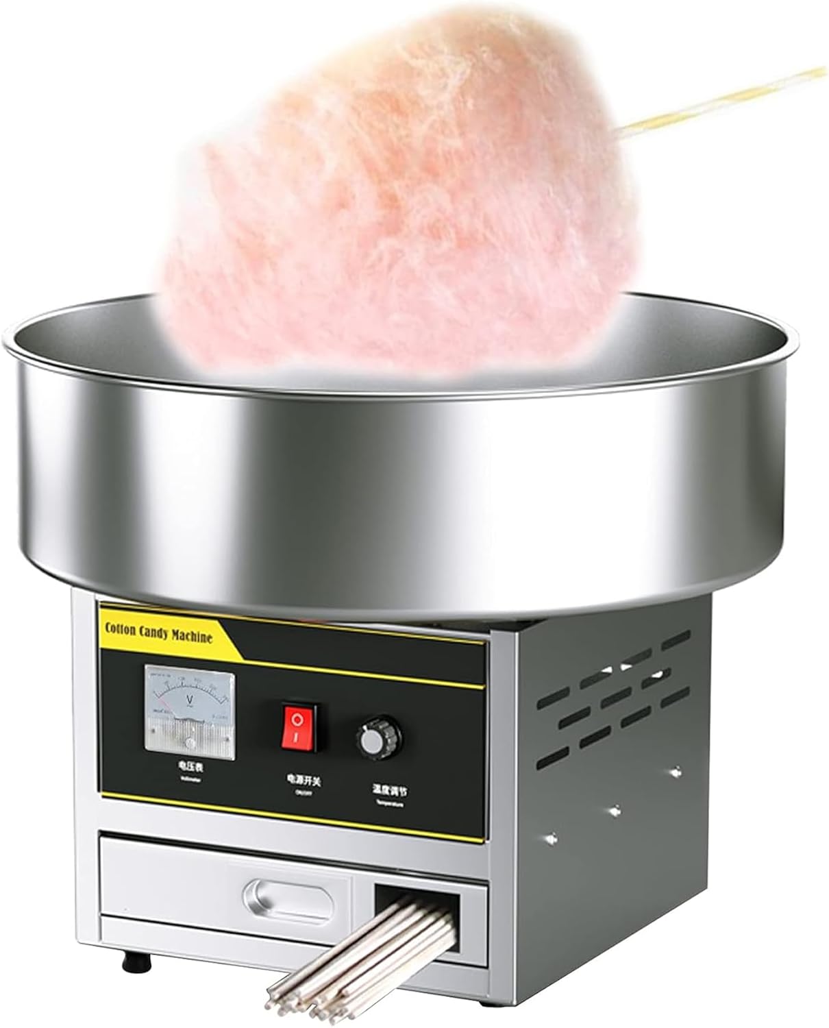 Commercial Cotton Candy Machine,Automatic Candy Floss Maker Machine,1200W Electric Candy Floss Maker,Mini Candy Floss Machine,Sweet Sugar Candy Floss Maker for Kids Birthday Party,32x32x41.5cm (Silve