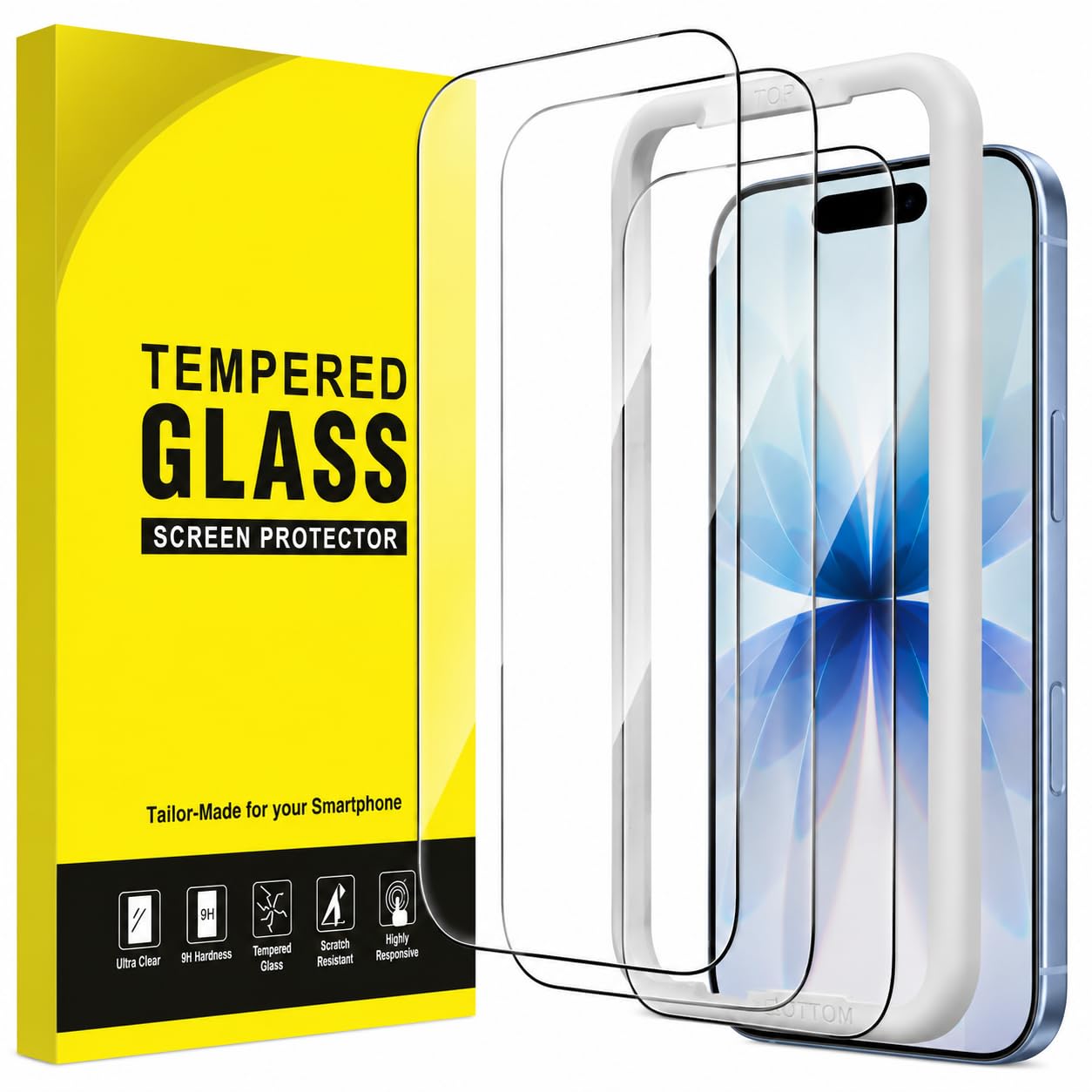 Lesakit 3+3 Pack Tempered Glass Screen Protector with Camera Lens Protector for iPhone 13 Series, iPhone 14 Plus, iPhone 15 Series, iPhone 16 Series, iPhone 17 Series, 9H HD Clear Bubble Free (iphone 17) ((iphone 13 pro max ,14 plus))-image-16