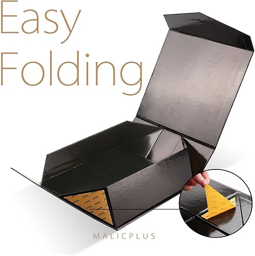 Miniatura 5 de MALICPLUS Caja de regalo con tapa, caja de regalo grande de 9 x 9 x 3.4 pulgadas, caja de regalo negra, caja de propuesta de padrino con cierre