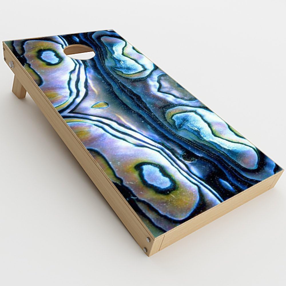 Skin Decal Vinyl Wrap for Cornhole Game Board Bag Toss (2xpcs.) Skins Stickers Cover/Abalone Aulon Sea Shells Pattern Crystal