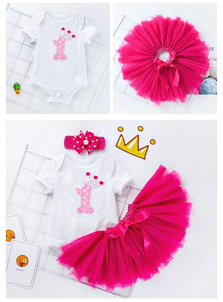 Body Ensemble Premier Anniversaire Jupe Tulle Bandeau nœud bébé Ballerine Fuchsia idée Cadeau fête vêtement