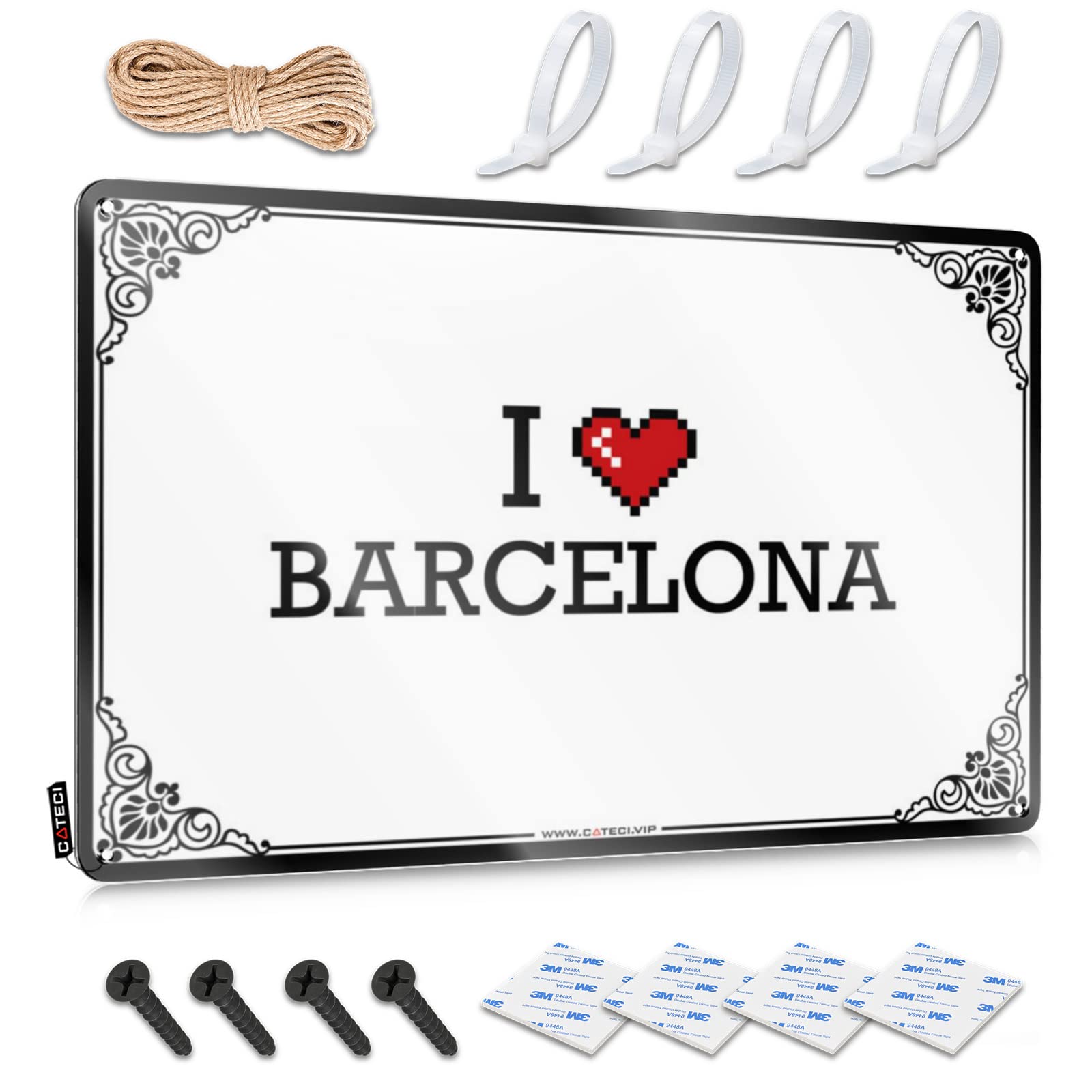 Lake House Decorations, Poster Funny Designer Wall Decor, Grunge Rustic Metal Tin Sign For Man Cave | Campsite Holiday Gift Custom I Love Barcelona(30X40CM)