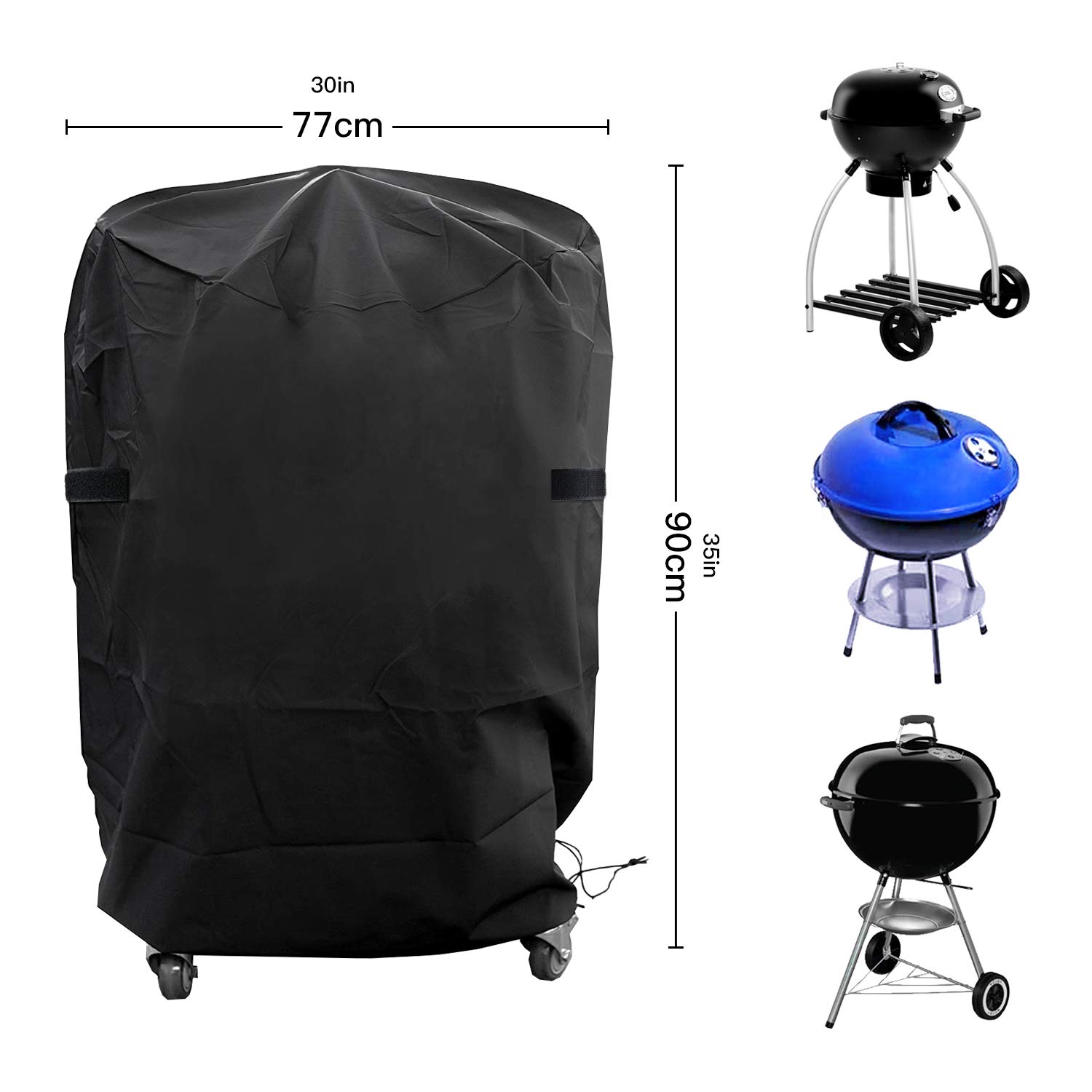 Bosmere Allwetter-Abdeckung Für Kugelgrill – Wasserdicht, UV-geschützt, Mit Bungee-Bändern – Passt Für 75x95 Cm