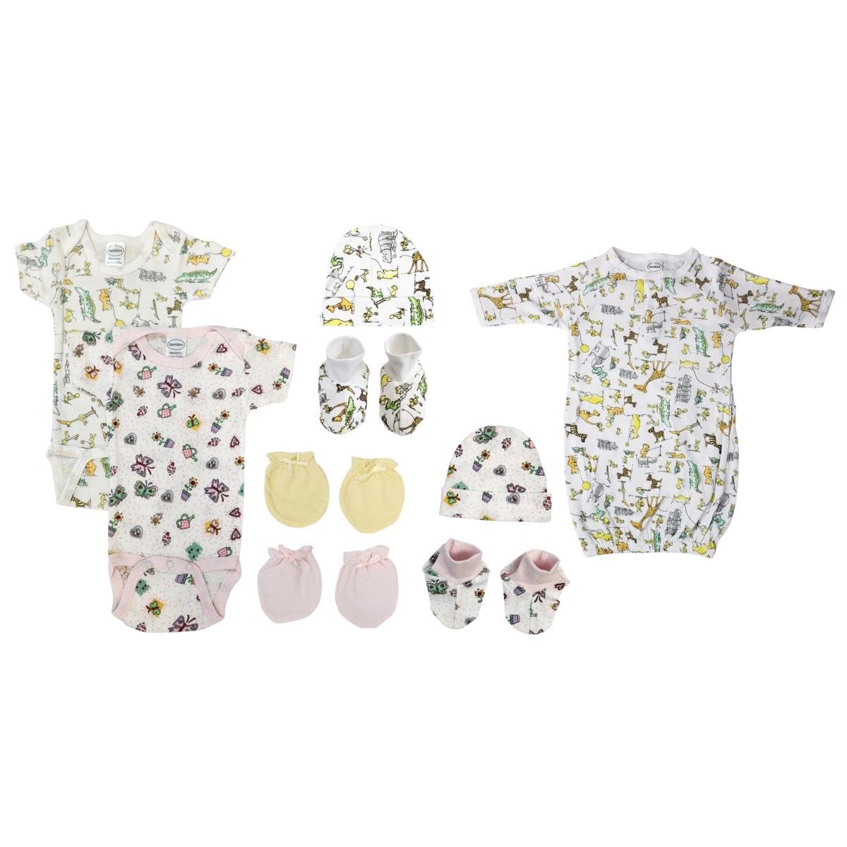 Bambini NC-0610 Newborn Baby Girl 9 Piece Layette Sets White & Pink