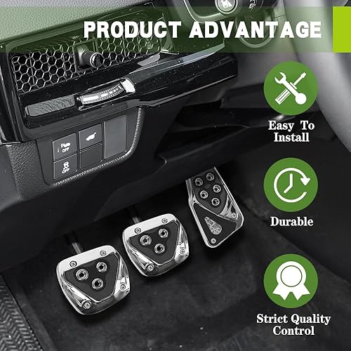 Miniatura 7 de Almohadillas para pedal de automóvil, kit de placa de descanso de pedales, cubiertas de pedal de gas, almohadillas de pedal de gas de freno,