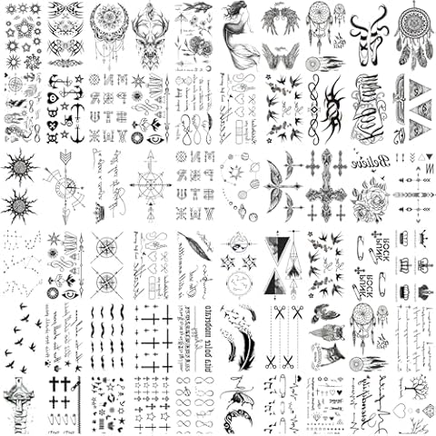 BUXIUGAN 60 Sheets Temporary Tattoos for Adults Cover