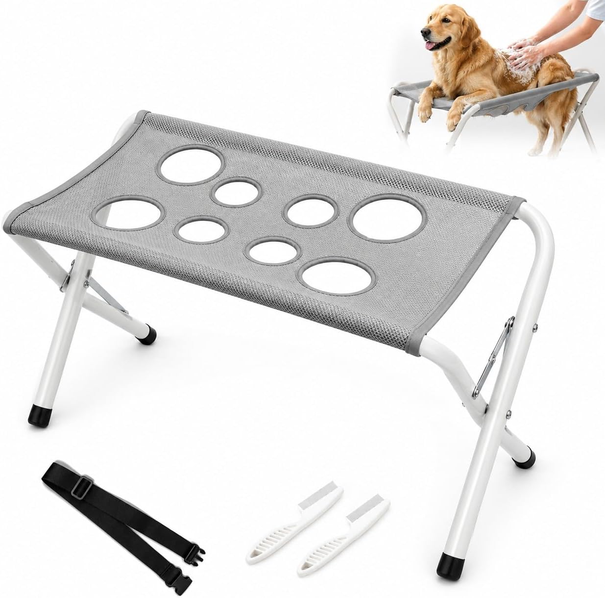 Dog Grooming Hammock Pet Paw Lifts Bathing Holder,Gray