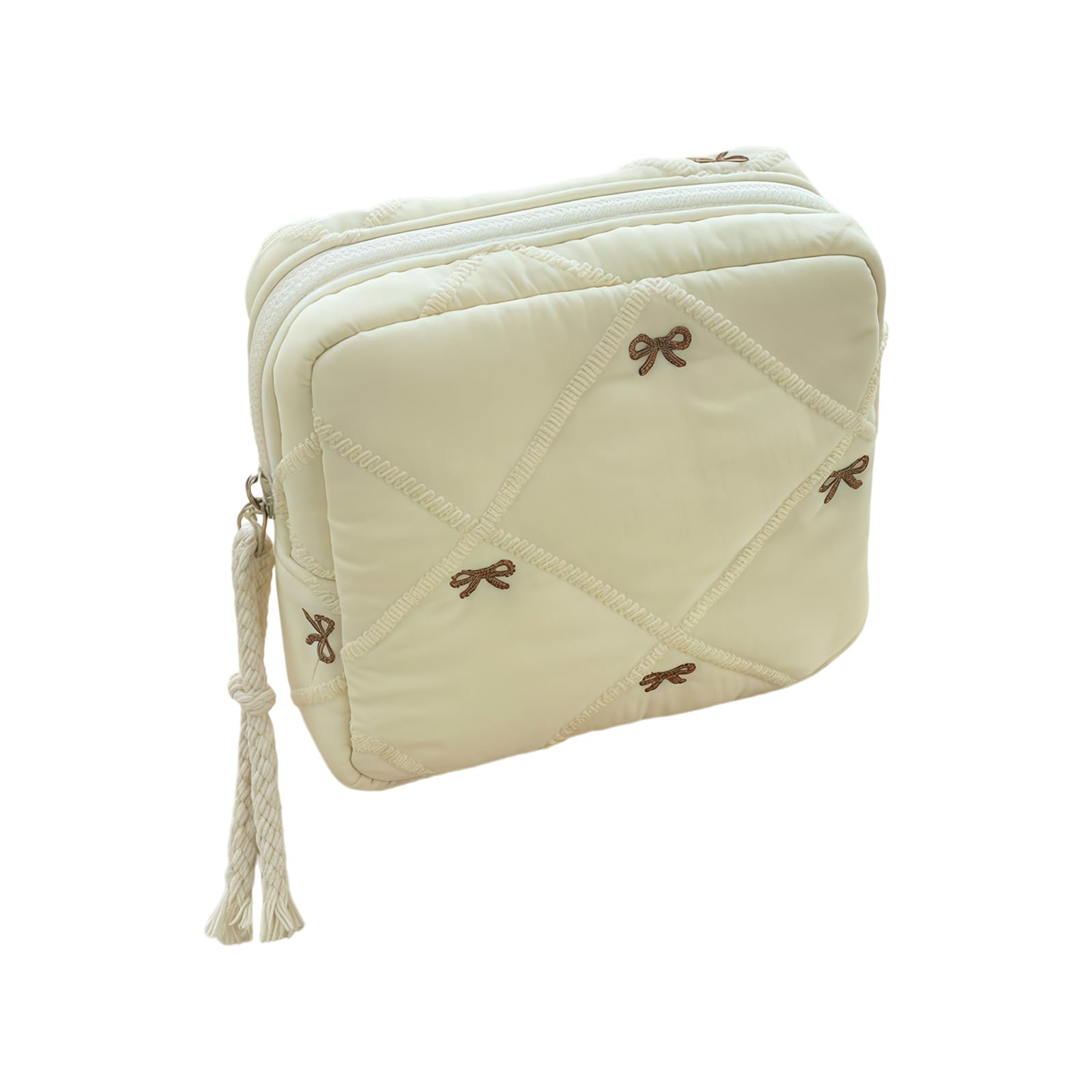 ZEPFJHE Adorable Bowknot Embellished Storage Pouches for Women Cosmetics or Hygiene Products Organiser Sanitary Pad Holder Quilted Bend Sanitary Pad Bag
