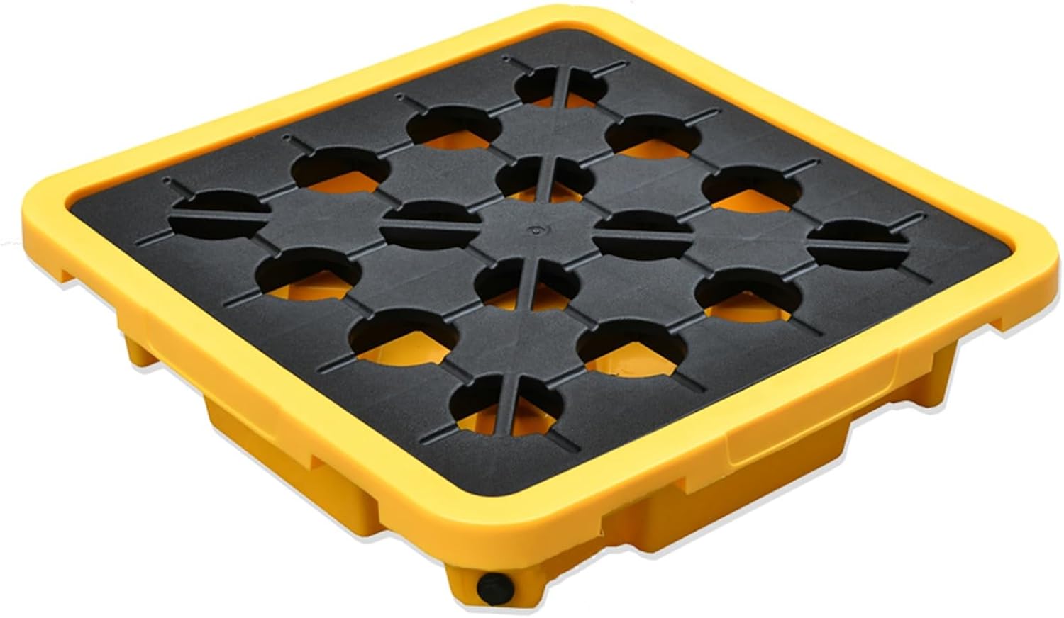 Spill Platform, Yellow And Black Polyethylene Spill Containment Pallet, Stackable Modular Leakproof Tray, Anti-skid Can Stack Oil Drums Paint Bucket Pallets ( Size : 67x67x15CM/26.38x26.38x5.91in )