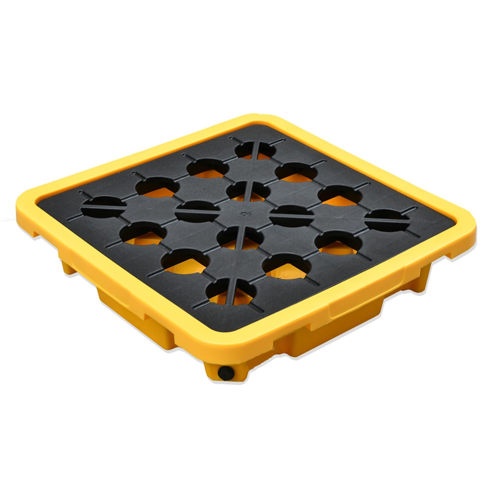 GYEQXKT Spill Platform, Yellow And Black Polyethylene Spill Containment Pallet, Stackable Modular Leakproof Tray, Anti-skid Can Stack Oil Drums Paint Bucket Pallets (Size : 67x67x15CM/26.38x26.38x5