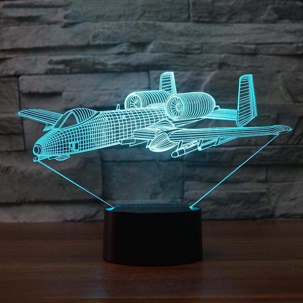 3D Illusion Lamp Led Night Light Plane Fighter Colorful Table Lamp Multi Colors Plane with USB Power Room Decoration Children's Gifts