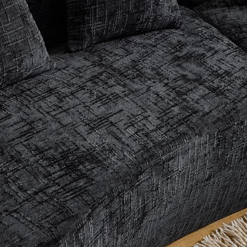 Image of 109-Inch Curved Boneless Modular Sofa Compressed 4-Seat Cloud Couch with 4 Pillows, Modern Curved Boneless Foam Sofa Floor Deep Seat Cloud Couch for Living Room Bedroom