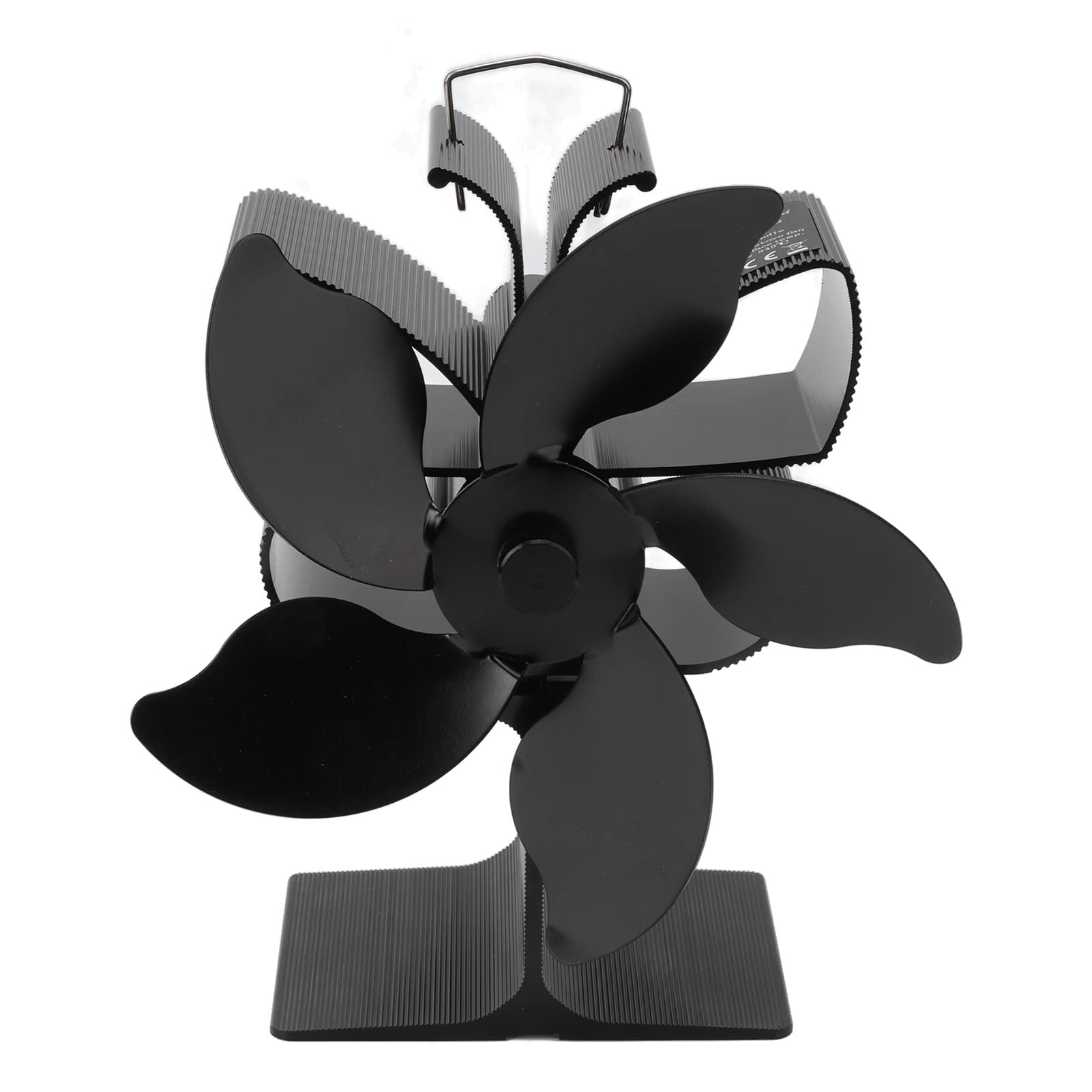 Ofenventilator, Kaminventilator, Holzofenventilator, Wärmebetrieben, 5 Flügel, Schwarz, Thermische Leistung, Umweltfreundlich, Energiesparend, Automatischer Start, Geräuscharm,
