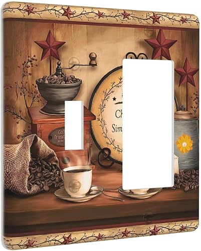 Miniatura 28 de Farmhouse Coffee Primitive Coffee Bean Kitchen 3 Gang Triple Interruptor de Luz de Palanca Cubierta de Placa de Pared Placa Frontal Eléctrica