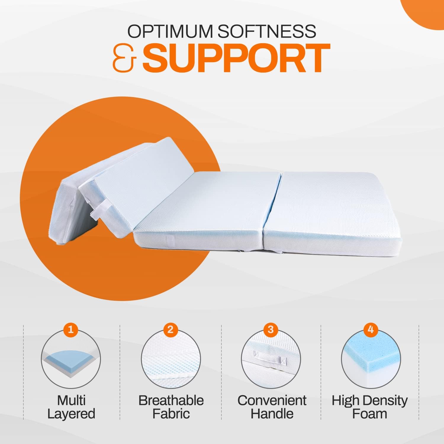 Buy Cheer Collection Memory Foam Folding Mattress, Four Fold