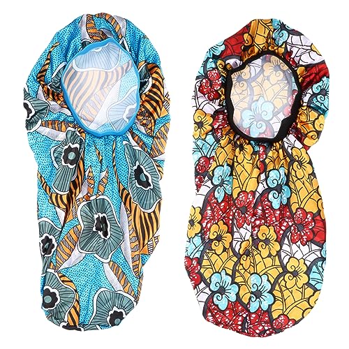 EPIGEIST 2 Piezas Traje de Copa Nocturna Sombreros y Gorras de Mujer Gorro de Dormir Largo de Raso Gorros para Mujeres Negras Gorro de Dormir de Pelo Largo Sombrero de Belleza Satín