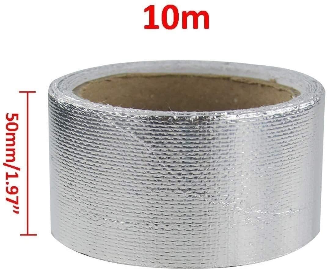 Cinta adhesiva de protección térmica, cinta reflectante de protección térmica Cinta de envoltura de protección térmica de alta temperatura Envoltura de escape resistente Cinta de fibra de vidrio con a