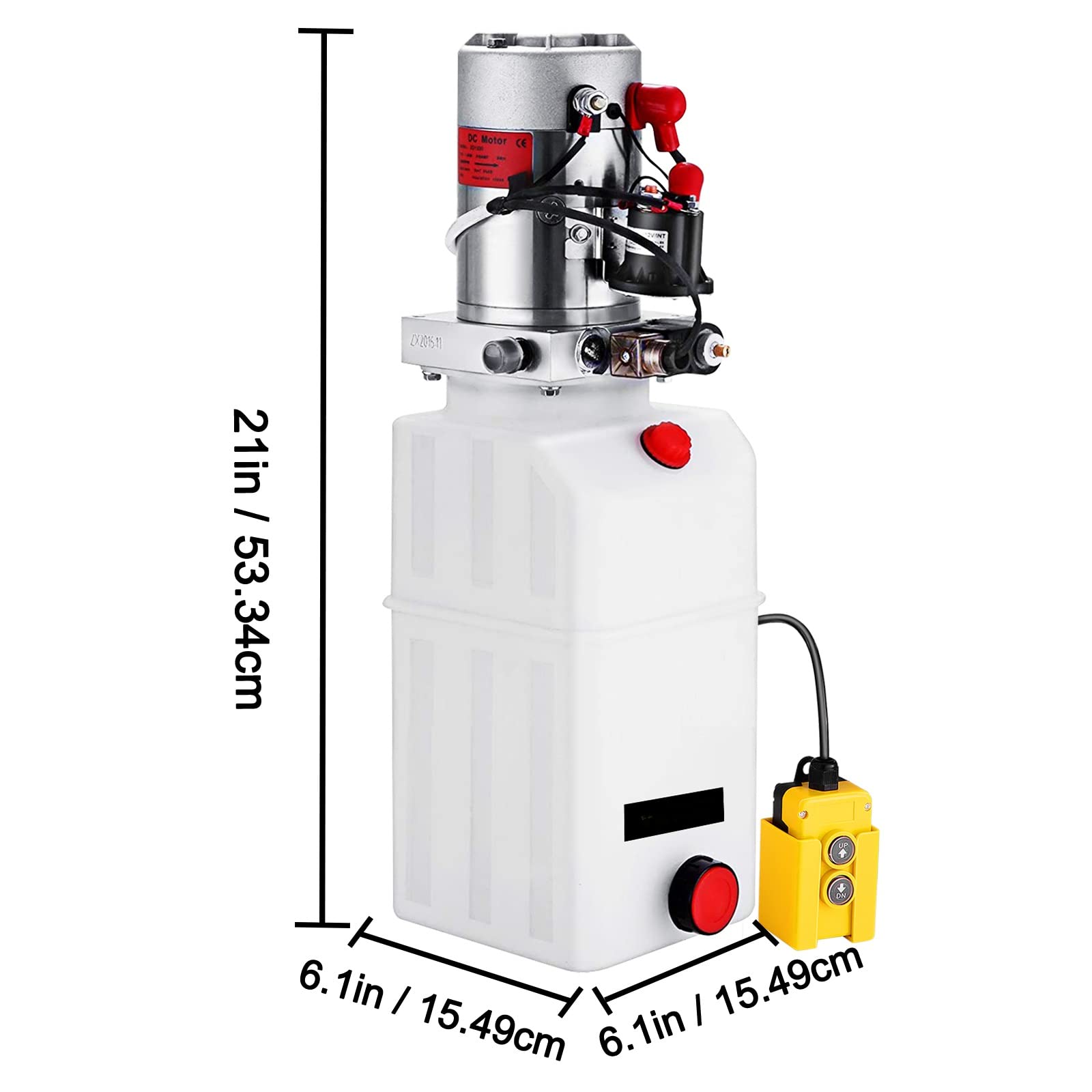 VEVOR Bomba Hidráulica 6L Bomba Hidráuli Eléctrica 2850R / MIN Bomba Hidráulica de Acción DC12V Bomba Hidráulica con Tanque de Combustible DC 12V Bomba Hidráulica de Acción Simple 1500 PS